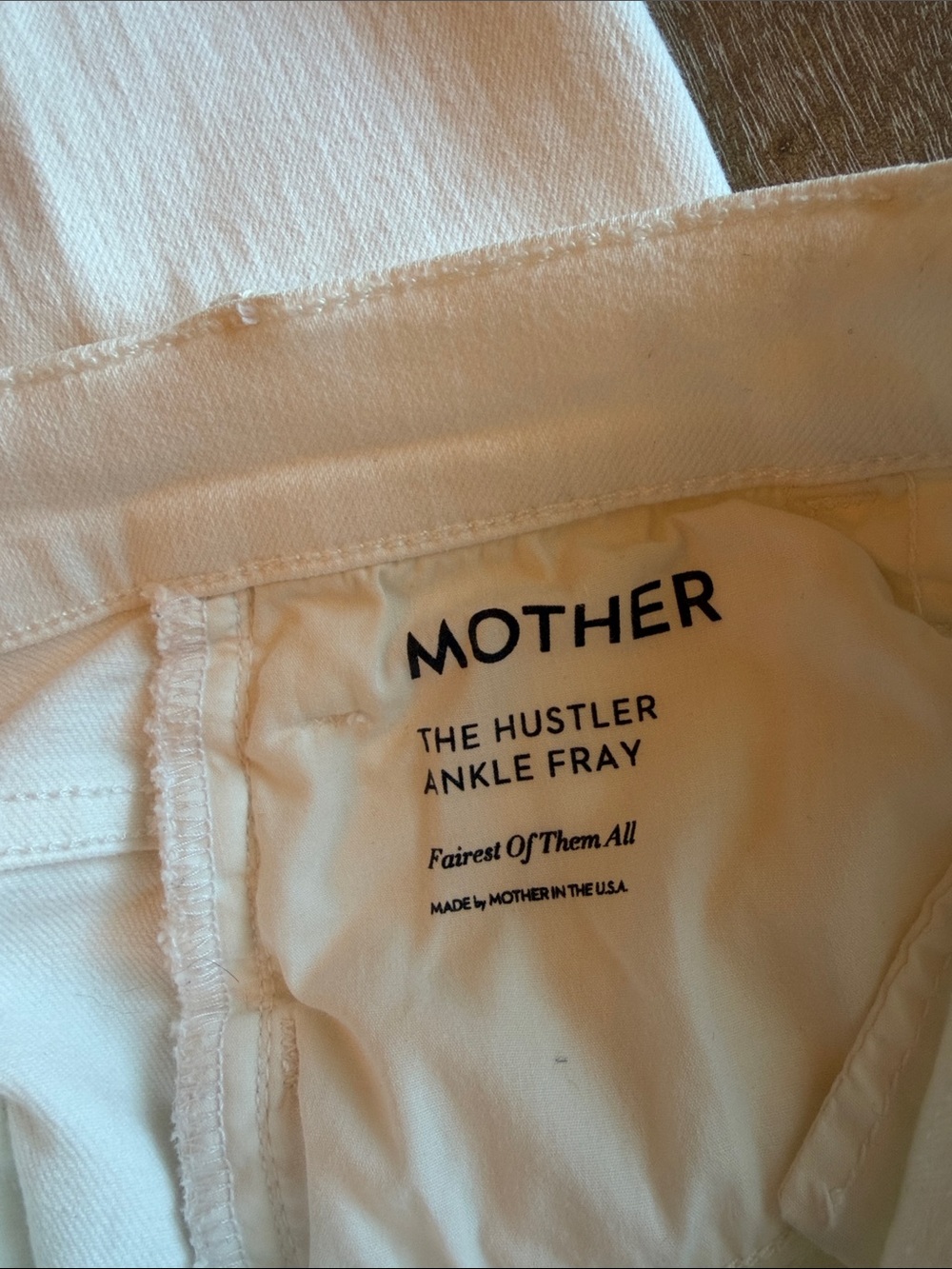 MOTHER The Hustler Ankle Fray Jeans in off white, size 28 - Picture 2 of 6